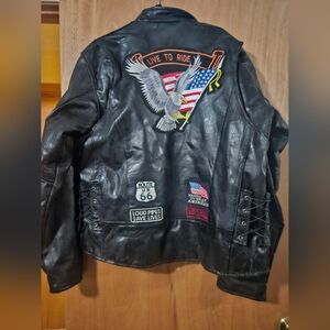 Mens Black Leather Jacket 2x